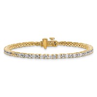 14K Yellow Gold 5 Carat Lab Grown Diamond VS+ F+ Complete Princess and Round Tennis Bracelet view 3