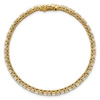 14K Yellow Gold 5 Carat Lab Grown Diamond VS+ F+ Complete Princess and Round Tennis Bracelet view 4