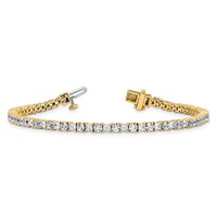14K Yellow Gold 5 Carat Lab Grown Diamond VS+ F+ Complete Princess and Round Tennis Bracelet view 5