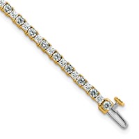 14K Yellow Gold 5 Carat Lab Grown Diamond VS+ F+ Complete Princess and Round Tennis Bracelet view 1