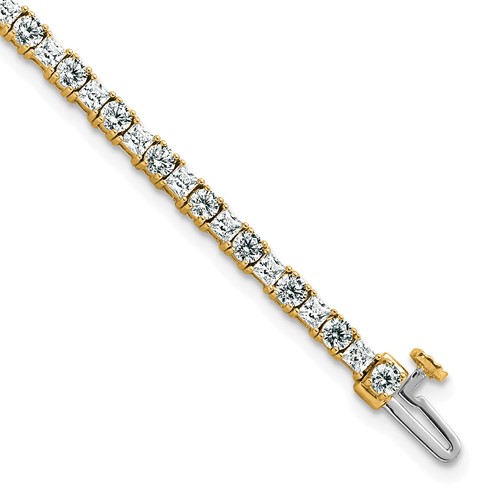 14K Yellow Gold 5 Carat Lab Grown Diamond VS SI+ G+ Complete Princess and Round Tennis Bracelet