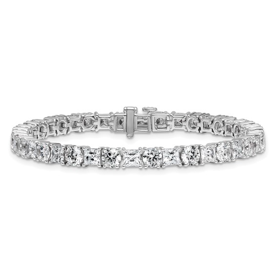 14K WG VS/SI+ G+ Lab Grown Princess and Round Diamond Tennis Bracelet