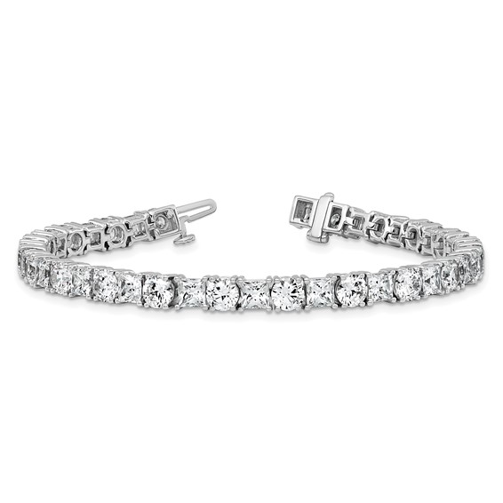 14K WG VS/SI+ G+ Lab Grown Princess and Round Diamond Tennis Bracelet
