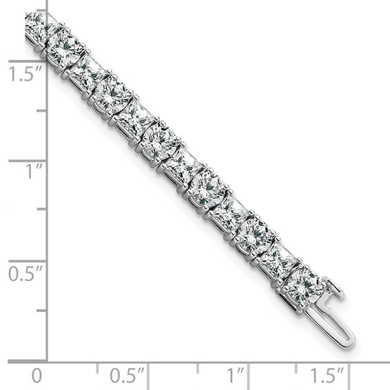 14K WG VS/SI+ G+ Lab Grown Princess and Round Diamond Tennis Bracelet