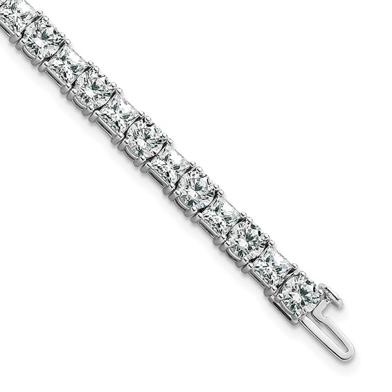 14K WG VS/SI+ G+ Lab Grown Princess and Round Diamond Tennis Bracelet