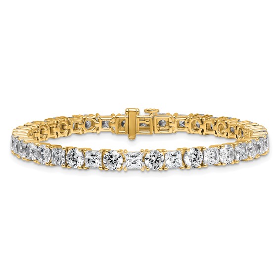 14K VS DEF Cert. Lab Grown Princess and Round Diamond Tennis Bracelet