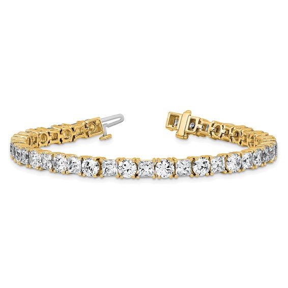 14K VS DEF Cert. Lab Grown Princess and Round Diamond Tennis Bracelet