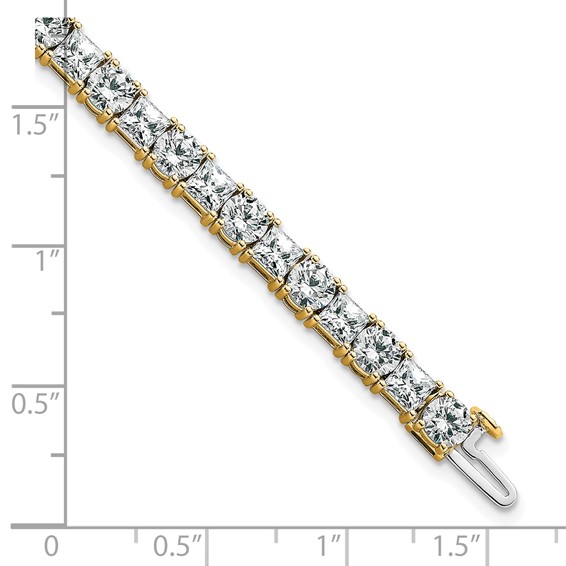 14K VS DEF Cert. Lab Grown Princess and Round Diamond Tennis Bracelet