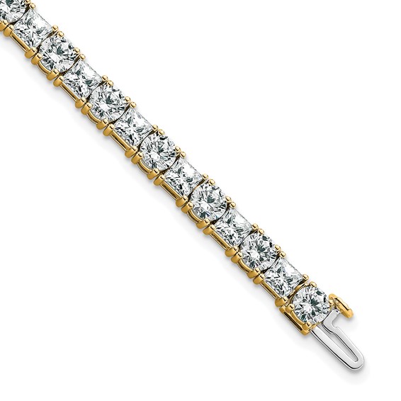 14K VS DEF Cert. Lab Grown Princess and Round Diamond Tennis Bracelet