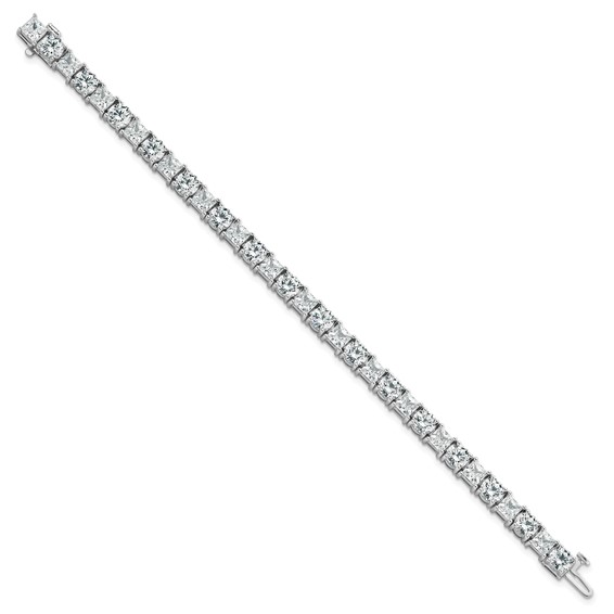 14K WG VS/SI FGH Cert. Lab Grown Princess and Round Diamond Tennis Bracelet