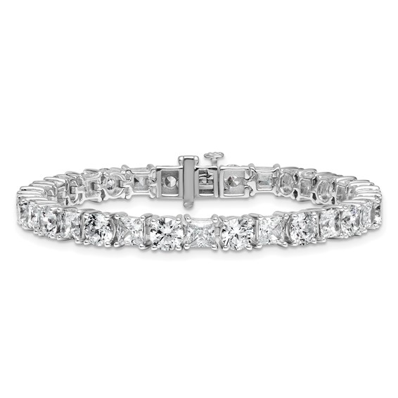 14K WG VS/SI FGH Cert. Lab Grown Princess and Round Diamond Tennis Bracelet