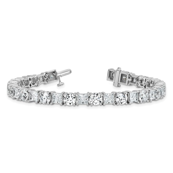 14K WG VS/SI FGH Cert. Lab Grown Princess and Round Diamond Tennis Bracelet
