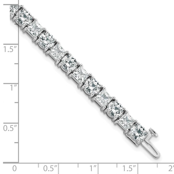 14K WG VS/SI FGH Cert. Lab Grown Princess and Round Diamond Tennis Bracelet