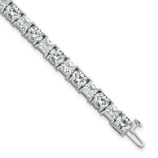 14K WG VS/SI FGH Cert. Lab Grown Princess and Round Diamond Tennis Bracelet