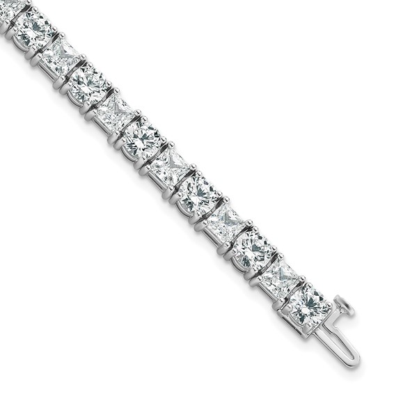 14K WG VS/SI FGH Cert. Lab Grown Princess and Round Diamond Tennis Bracelet