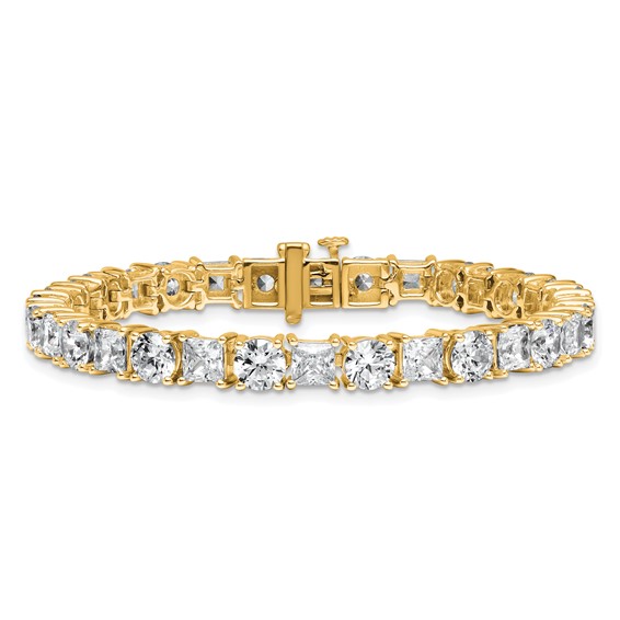 14K VS DEF Cert. Lab Grown Princess and Round Diamond Tennis Bracelet