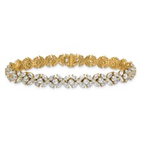 14K Yellow Gold 6.75 Carat Lab Grown Diamond VS+ F+ Complete Fashion Tennis Bracelet view 3