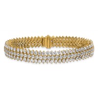 14K Yellow Gold 10 Carat Lab Grown Diamond VS+ F+ Complete Fashion Tennis Bracelet view 3