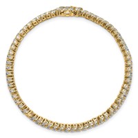 14K Yellow Gold 10 Carat Lab Grown Diamond VS+ F+ Complete Fashion Tennis Bracelet view 4