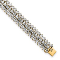 14K Yellow Gold 10 Carat Lab Grown Diamond VS+ F+ Complete Fashion Tennis Bracelet view 1