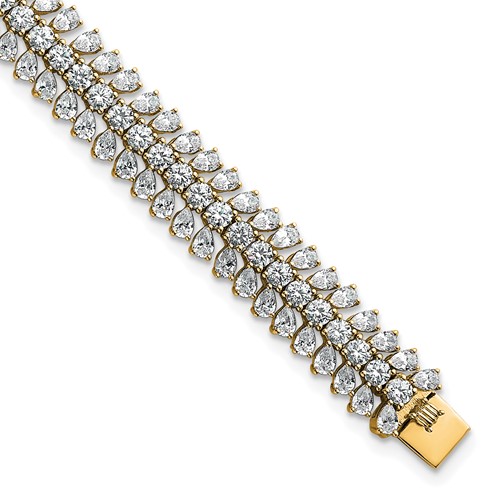 14K Yellow Gold 10 Carat Lab Grown Diamond VS+ F+ Complete Fashion Tennis Bracelet