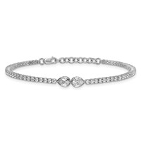 14K White Gold 2.75 Carat Lab Grown Diamond VS+ F+ Complete Bracelet with 1in Ext. Fashion Tennis, 6.5" view 3
