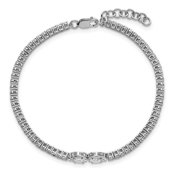 14k White Gold 2 3/4 carat Lab Grown Diamond VS+ F+ Complete 6.5in w/1in ext. Fashion Tennis Bracelet