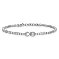 14K White Gold 2.88 Carat Lab Grown Diamond VS+ F+ Complete Bracelet with 1in Ext. Fashion Tennis, 6.5" view 3