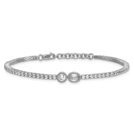 14k White Gold 2 7/8 carat Lab Grown Diamond VS+ F+ Complete 6.5in w/1in ext. Fashion Tennis Bracelet
