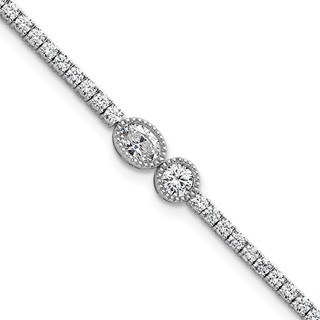 14k White Gold 2 7/8 carat Lab Grown Diamond VS+ F+ Complete 6.5in w/1in ext. Fashion Tennis Bracelet