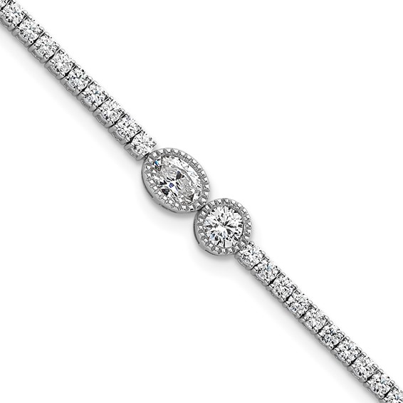 14k White Gold 2 7/8 carat Lab Grown Diamond VS+ F+ Complete 6.5in w/1in ext. Fashion Tennis Bracelet