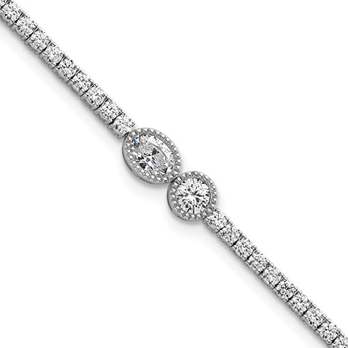 14K White Gold 2.88 Carat Lab Grown Diamond VS+ F+ Complete Bracelet with 1in Ext. Fashion Tennis, 6.5"
