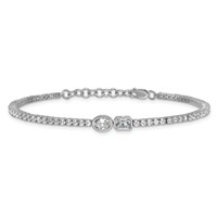 14K White Gold 2.88 Carat Lab Grown Diamond VS+ F+ Complete Bracelet with 1in Ext. Fashion Tennis, 6.5" view 3