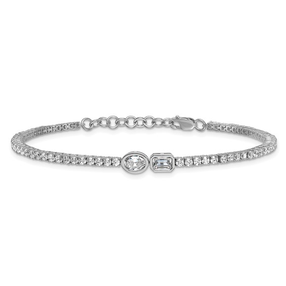 14k White Gold 2 7/8 carat Lab Grown Diamond VS+ F+ Complete 6.5in w/1in ext. Fashion Tennis Bracelet