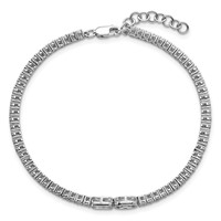 14K White Gold 2.88 Carat Lab Grown Diamond VS+ F+ Complete Bracelet with 1in Ext. Fashion Tennis, 6.5" view 4
