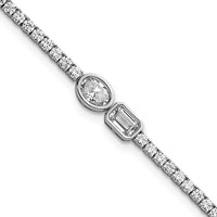 14K White Gold 2.88 Carat Lab Grown Diamond VS+ F+ Complete Bracelet with 1in Ext. Fashion Tennis, 6.5" view 1