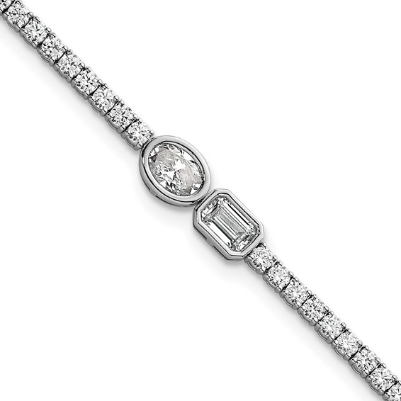 14k White Gold 2 7/8 carat Lab Grown Diamond VS+ F+ Complete 6.5in w/1in ext. Fashion Tennis Bracelet