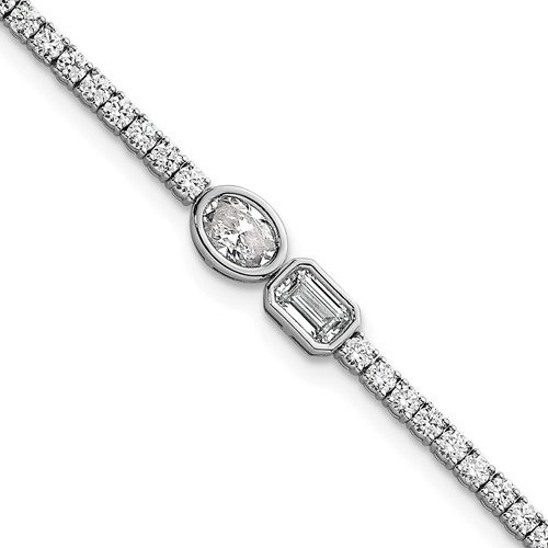 14K White Gold 2.88 Carat Lab Grown Diamond VS+ F+ Complete Bracelet with 1in Ext. Fashion Tennis, 6.5"
