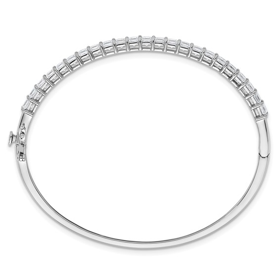 14k White Gold 4 1/6 carat Lab Grown Diamond VS+ F+ Complete Hinged Bangle