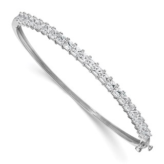 14k White Gold 4 1/6 carat Lab Grown Diamond VS+ F+ Complete Hinged Bangle