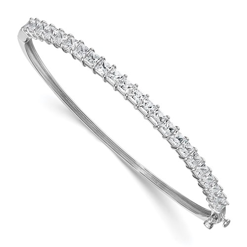 14K White Gold 4.17 Carat Lab Grown Diamond VS+ F+ Complete Hinged Bangle