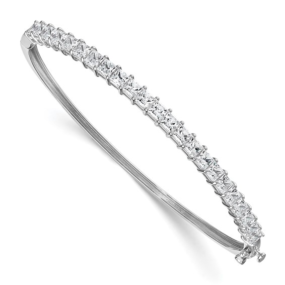 14k White Gold 4 1/6 carat Lab Grown Diamond VS+ F+ Complete Hinged Bangle