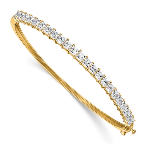 14K Yellow Gold 4.17 Carat Lab Grown Diamond VS+ F+ Complete Hinged Bangle