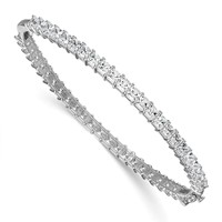 14K White Gold 8.33 Carat Lab Grown Diamond VS+ F+ Complete Hinged Bangle view 1
