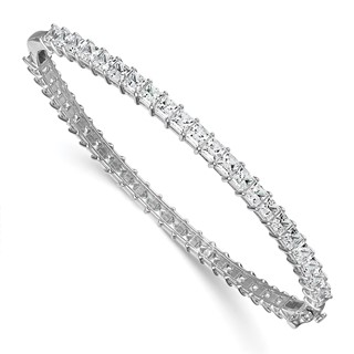 14k White Gold 8 1/3 carat Lab Grown Diamond VS+ F+ Complete Hinged Bangle