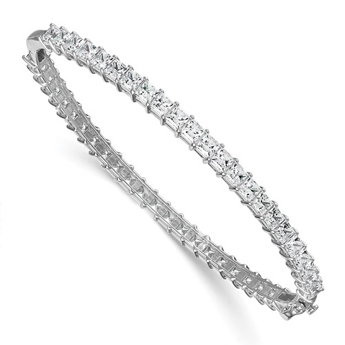 14K White Gold 8.33 Carat Lab Grown Diamond VS+ F+ Complete Hinged Bangle