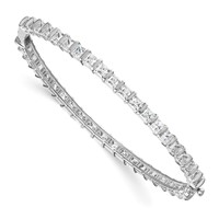 14K White Gold 7.25 Carat Lab Grown Diamond VS+ F+ Complete Hinged Bangle view 1
