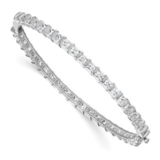 14k White Gold 7 1/4 carat Lab Grown Diamond VS+ F+ Complete Hinged Bangle