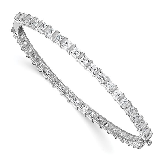 14k White Gold 7 1/4 carat Lab Grown Diamond VS+ F+ Complete Hinged Bangle