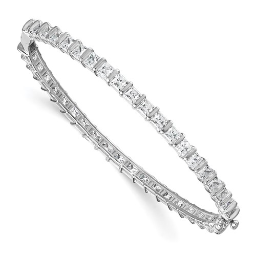 14K White Gold 7.25 Carat Lab Grown Diamond VS+ F+ Complete Hinged Bangle